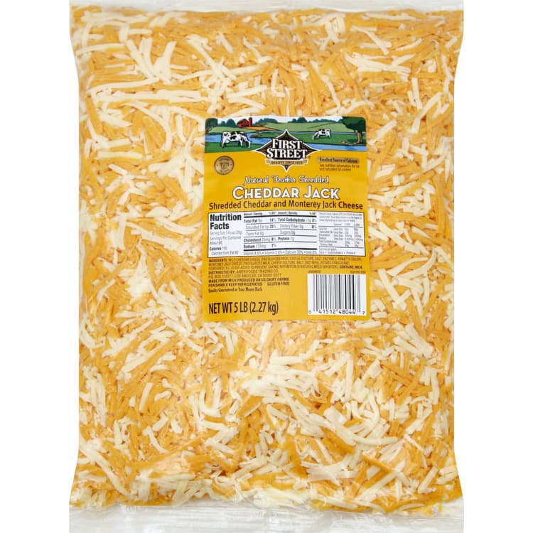 First Street Cheese, Cheddar Jack, Natural Feather Shredded