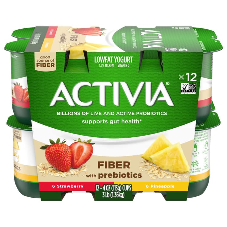 Activia Low Fat Fiber Probiotic Strawberry And Pineapple Variety Pack Yogurt