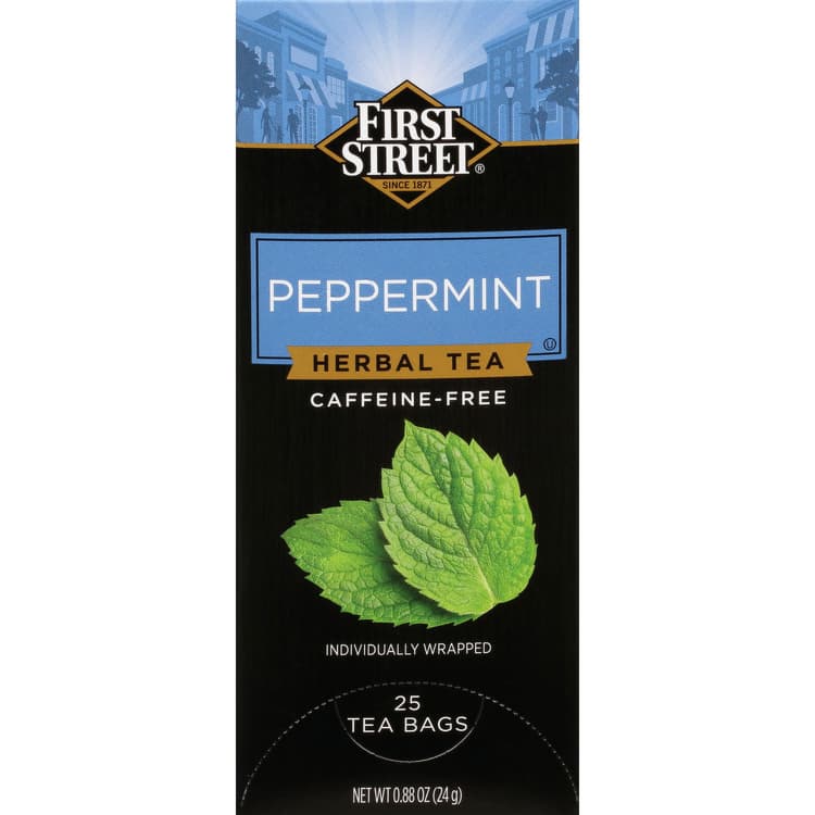 First Street Herbal Tea, Caffeine-Free, Peppermint