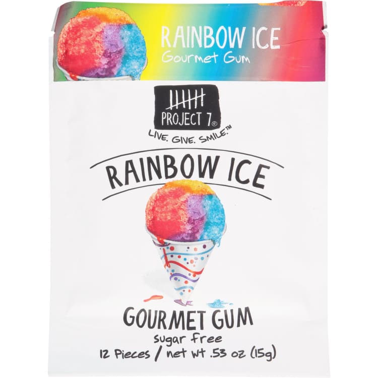 Project 7, Gourmet Gum, Sugar Free, Rainbow Ice