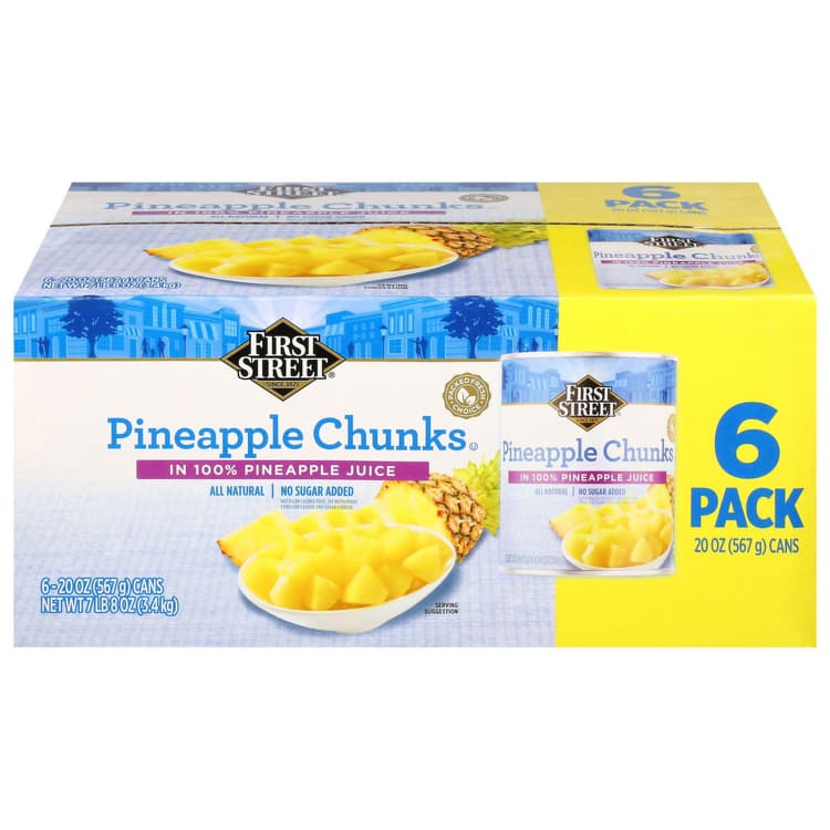 First Street Pineapple Chunks, In 100% Pineapple Juice
