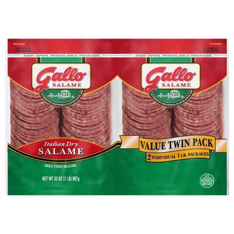 Gallo Salame Salame, Italian Dry, Deli Thin Sliced, Value Twin