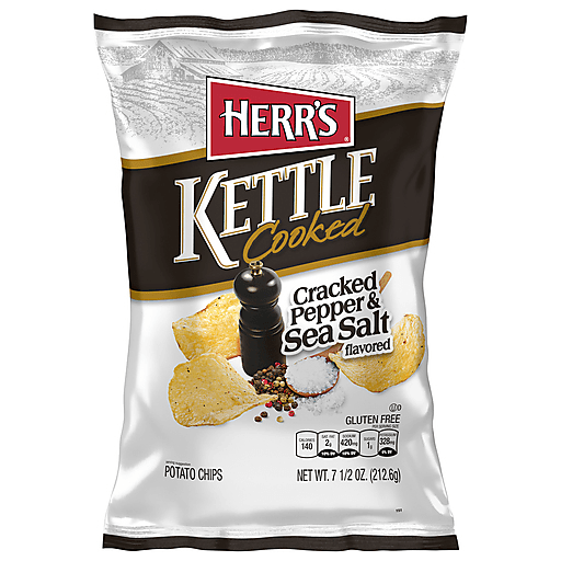 Herr'S Kettle Cooked Cracked Pepper & Sea Salt Flavored Potato Chips