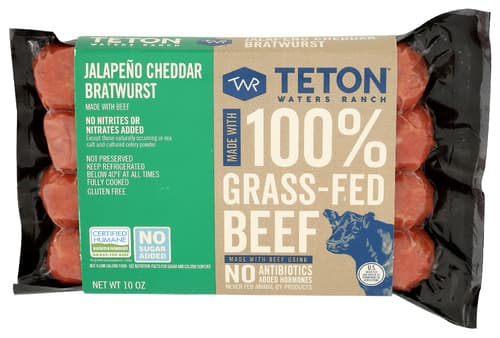 Teton Waters Ranch 100% Grass-Fed Jalapeno Cheddar Beef Bratwurst