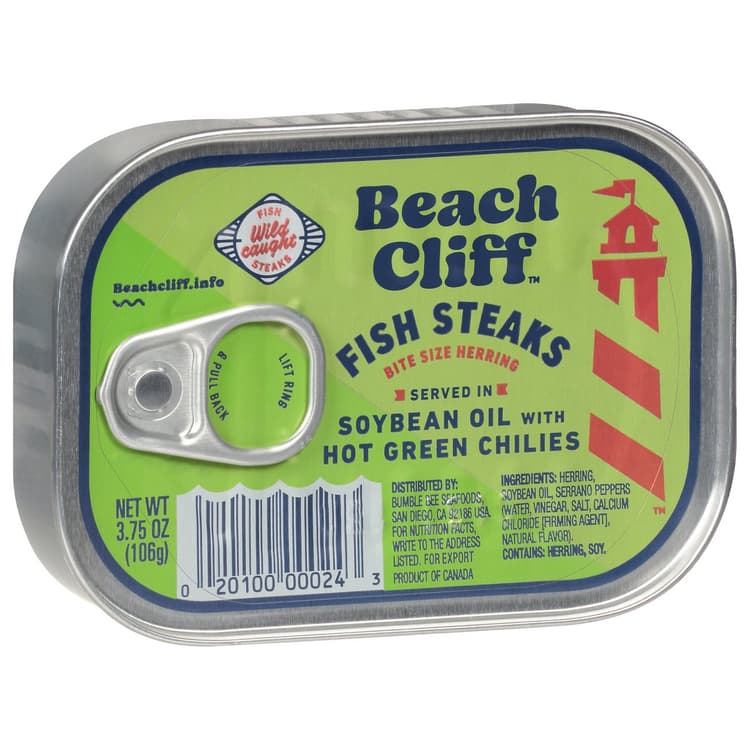 Beach Cliff Fish Steaks In Soybean Oil With Hot Green Chilies