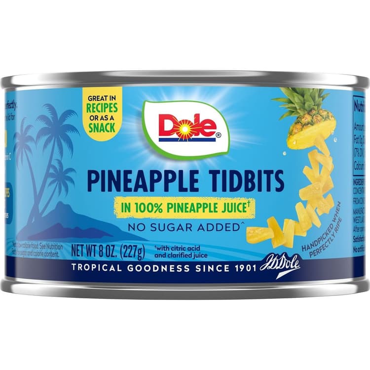 Dole Pineapple Tidbits In Pineapple Juice