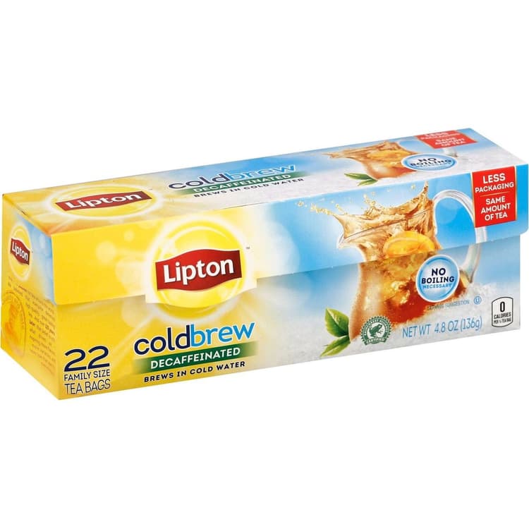 Lipton Cold Brew Decaffeinated Black Iced Tea Bags Family-Sized