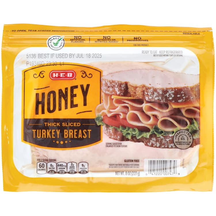 H-E-B Thick Sliced Honey Turkey Breast
