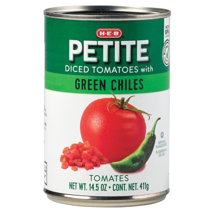 H-E-B Petite Diced Tomatoes With Green Chiles