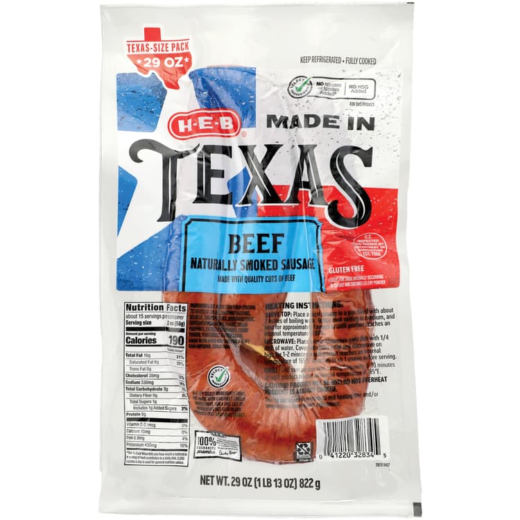 H-E-B Made In Texas Beef Smoked Sausage - Value