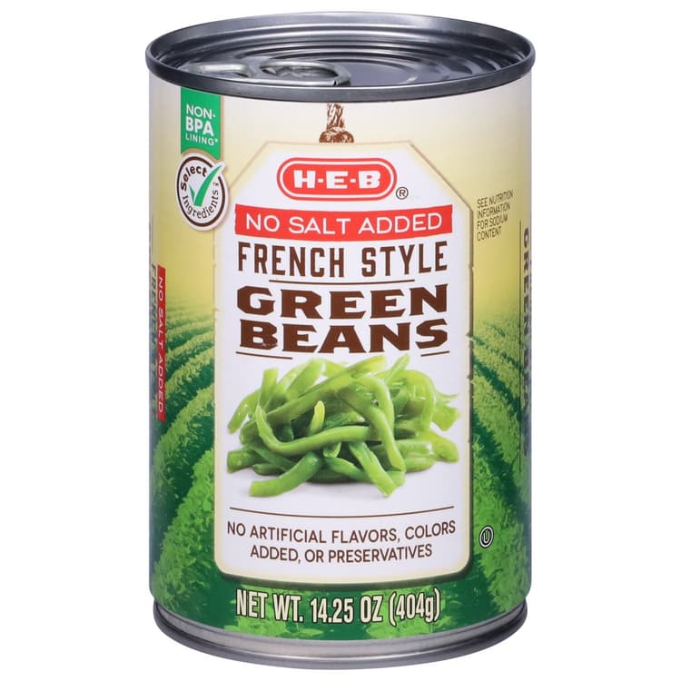 H-E-B No Salt Added French Style Green Beans