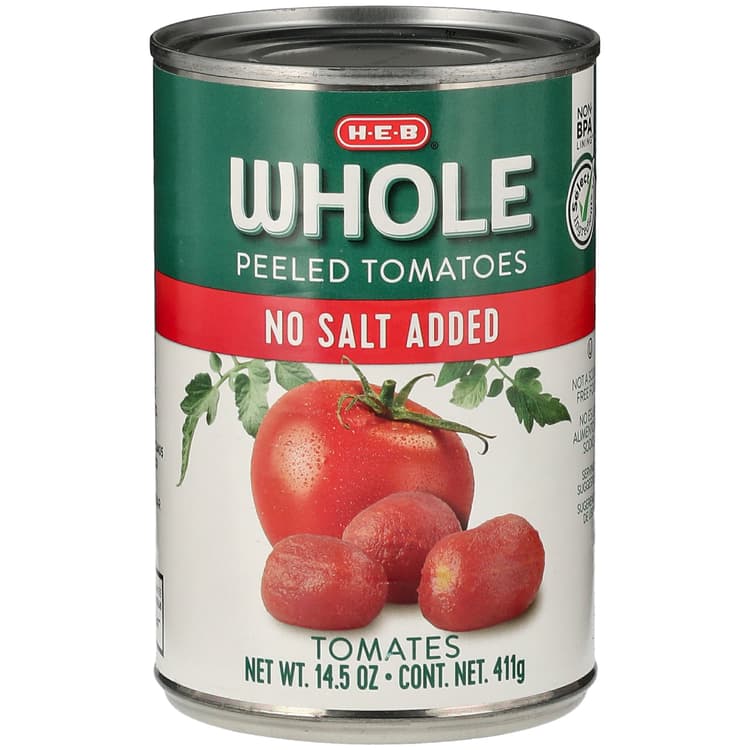 H-E-B No Salt Added Whole Peeled Tomatoes
