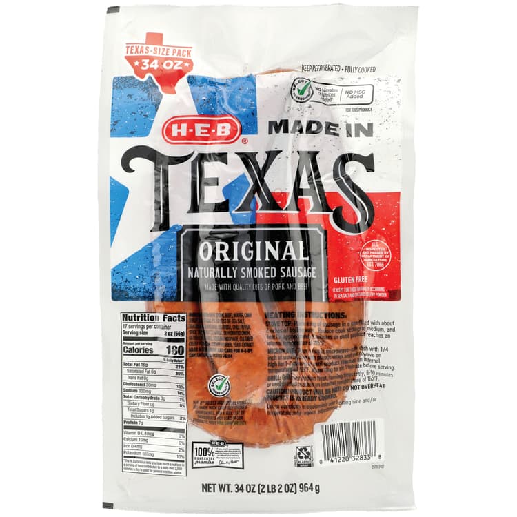 H-E-B Made In Texas Smoked Sausage - Original - Value