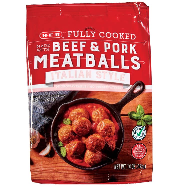 H-E-B Fully Cooked  Beef & Pork Meatballs - Italian Style