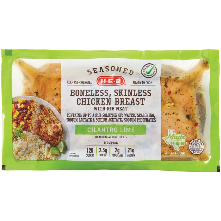 H-E-B Seasoned Boneless Skinless Chicken Breast - Cilantro Lime