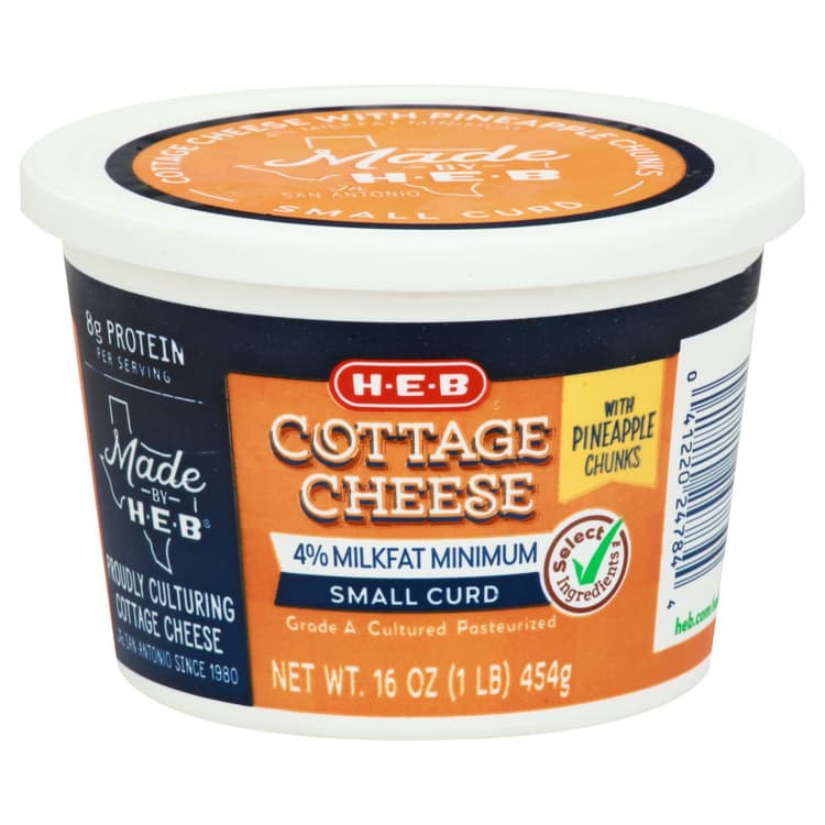 H-E-B Small Curd Cottage Cheese With Pineapple Chunks