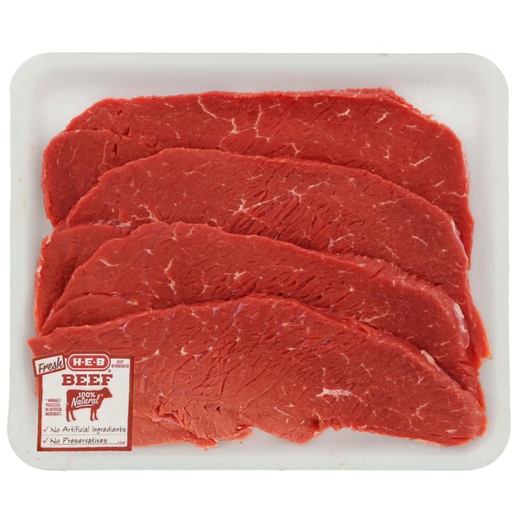 H-E-B Beef Top Round Steak Thin Value Pack, Usda Select