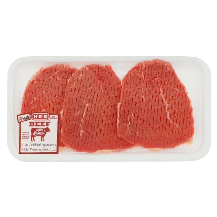 H-E-B Beef Eye Of Round  Steak Tenderized, Usda Select