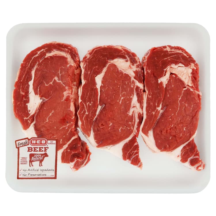 H-E-B Boneless Beef Ribeye Steaks - Usda Select - Value
