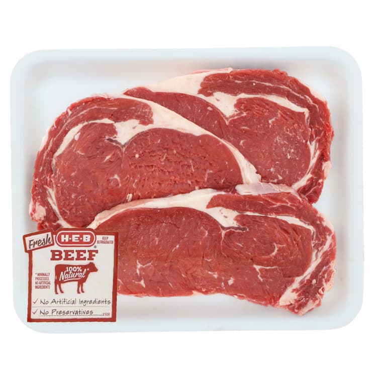 H-E-B Boneless Beef Ribeye Steaks, Thin Cut - Value Pack - Usda Select