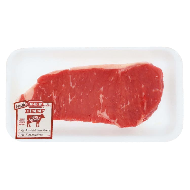 H-E-B Boneless Beef New York Strip Steak, Thick Cut - Usda Select