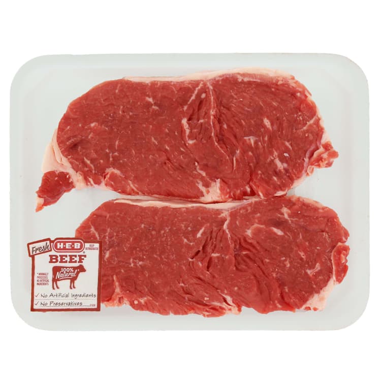 H-E-B Boneless Beef New York Strip Steaks, Thin Cut - Usda Select