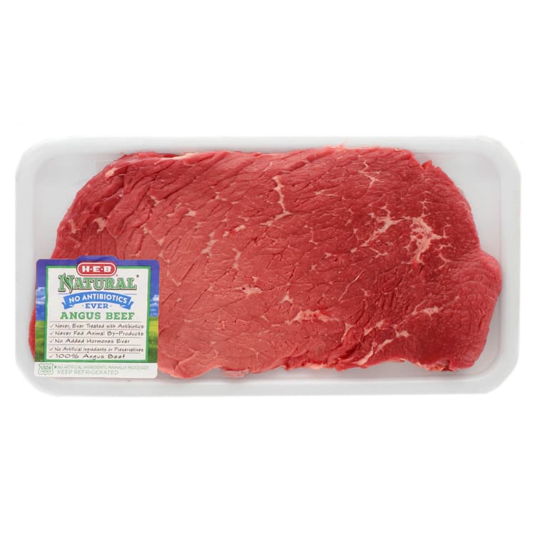 H-E-B Natural Beef Top Round Steak Boneless, Usda Choice