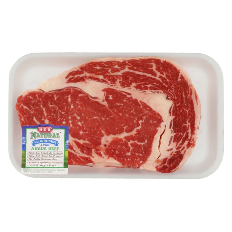 H-E-B Natural Beef Ribeye Steak Boneless, Usda Choice