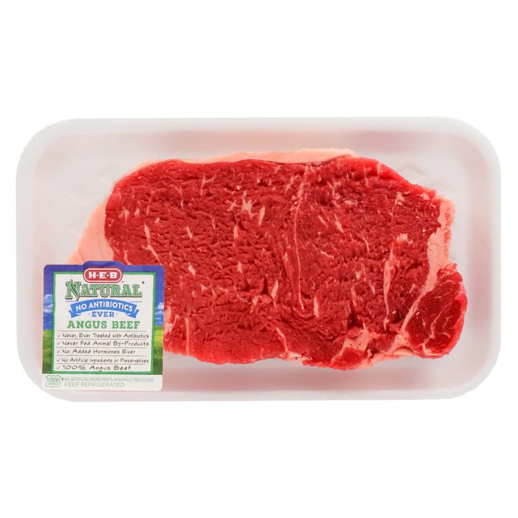 H-E-B Natural Beef New York Strip Steak Boneless, Usda Choice