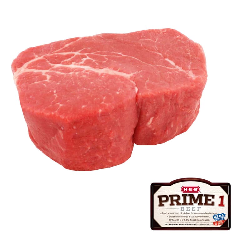 H-E-B Prime 1 Beef Boneless Tenderloin Steak, Special Trim, Usda Prime