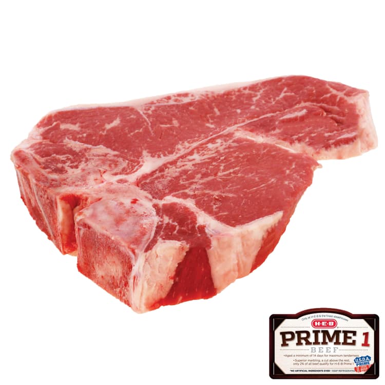 H-E-B Prime 1 Beef T-Bone Steak, Thick Cut