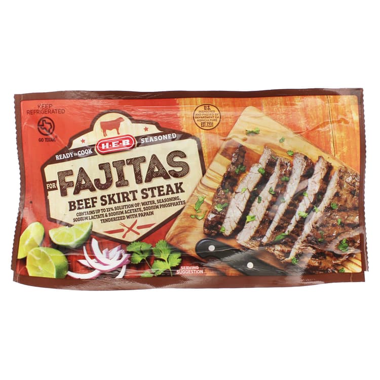 H-E-B Seasoned Beef Skirt Steak For Fajitas