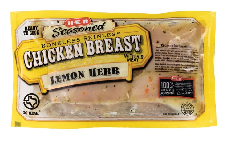 H-E-B Seasoned Boneless Skinless Chicken Breast - Lemon Herb