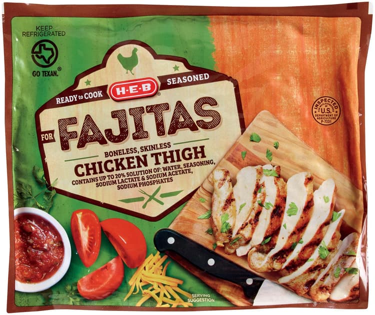 H-E-B Seasoned Chicken Thighs For Fajitas