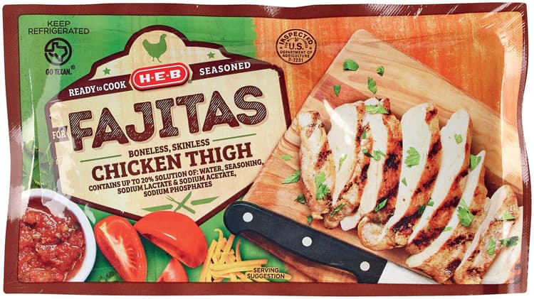 H-E-B Seasoned Boneless Skinless Chicken Thighs For Fajitas