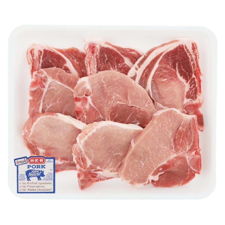 H-E-B Bone-In Assorted Loin Pork Chops, Thin Cut - Value