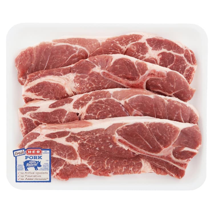 H-E-B Bone-In Boston Butt Pork Steaks - Value
