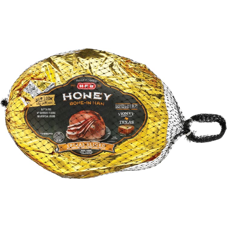 H-E-B Fully Cooked Bone-In Spiral Sliced Ham - Honey Glaze