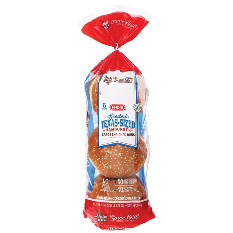 H-E-B Texas Sized Seeded Hamburger Buns