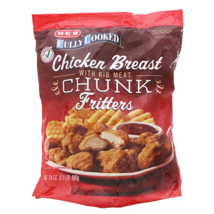 H-E-B Fully Cooked  Breaded Chicken Breast Chunk Fritters