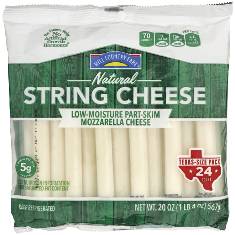 Hill Country Fare Natural Mozzarella String Cheese - Texas-Size
