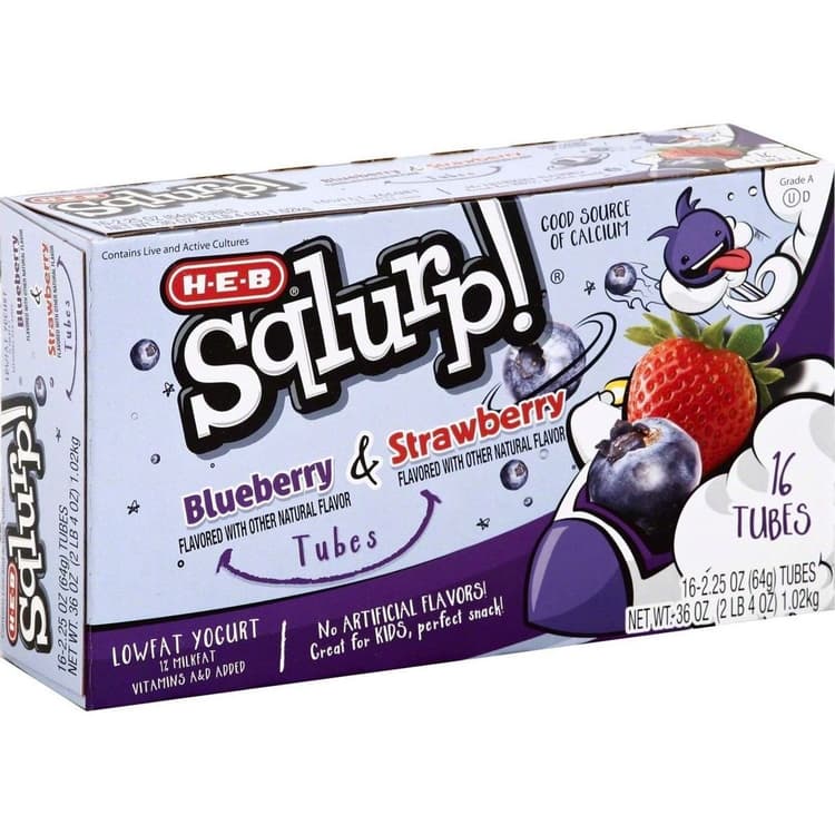 H-E-B Sqlurp! Low-Fat Blueberry & Strawberry Yogurt Tubes