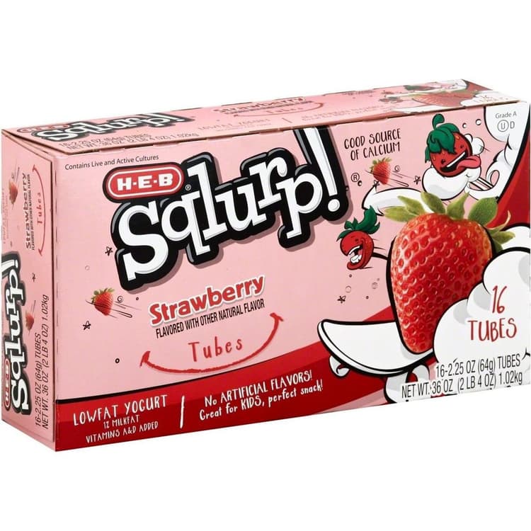H-E-B Sqlurp! Low-Fat Strawberry Yogurt Tubes