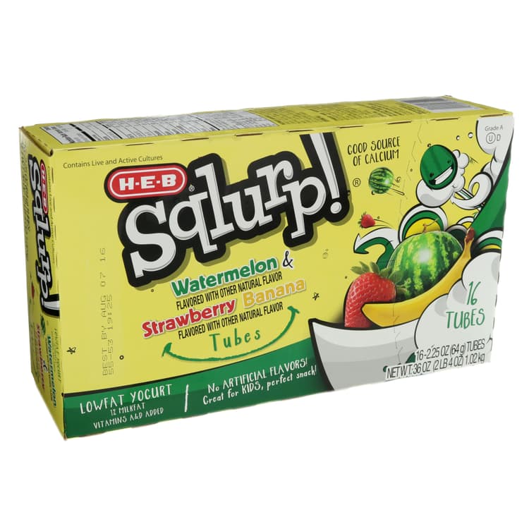 H-E-B Sqlurp! Low-Fat Watermelon & Strawberry Banana Yogurt Tubes
