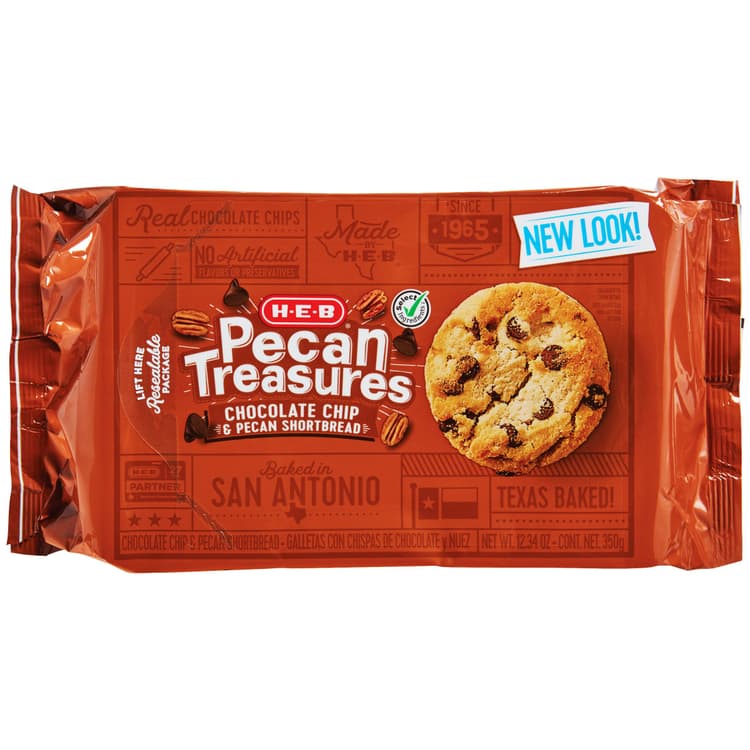 H-E-B Pecan Treasures Chocolate Chips & Pecan Shortbread Cookies