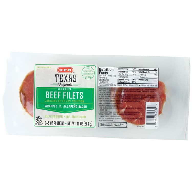 H-E-B Texas Originals Bacon Wrapped Beef Filets - Jalapeno