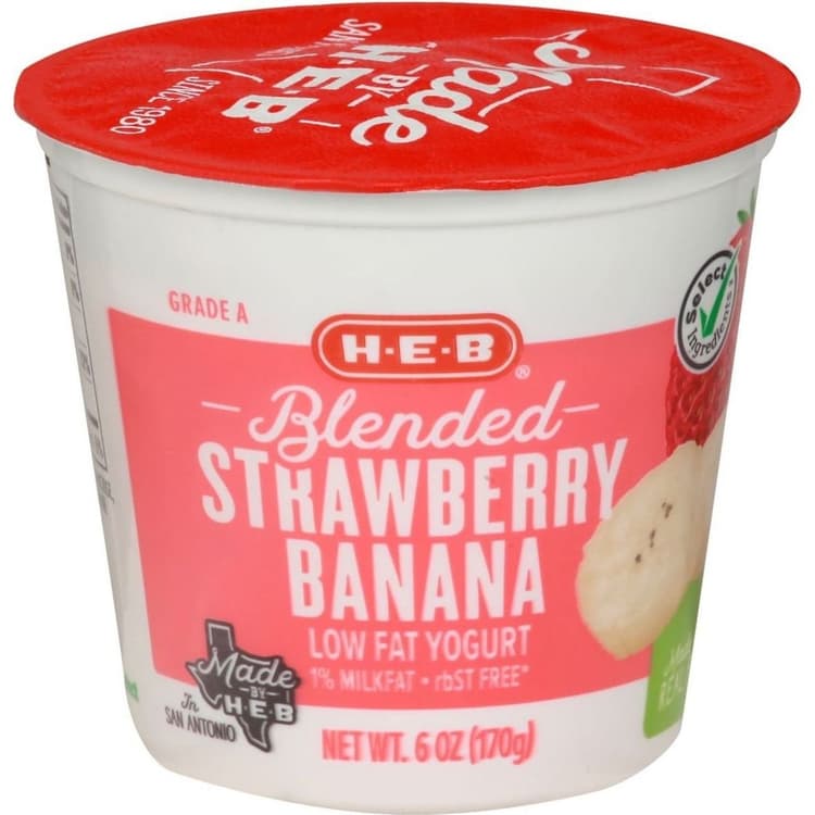 H-E-B Blended Low-Fat Strawberry Banana Yogurt
