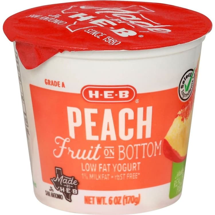 H-E-B Fruit On The Bottom Low-Fat Peach Yogurt