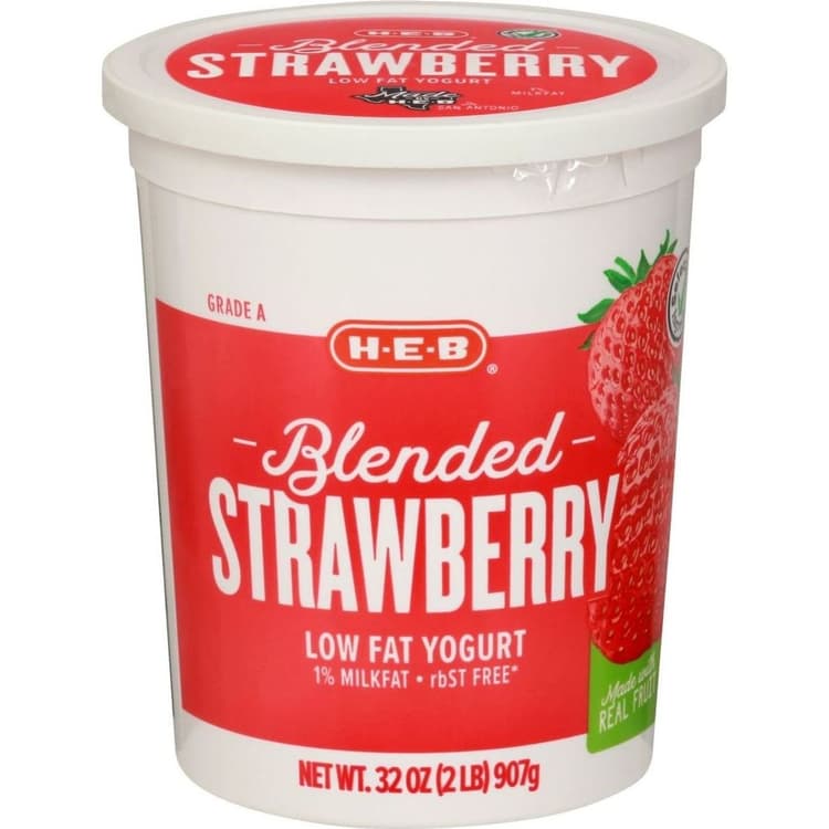 H-E-B Blended Low-Fat Strawberry Yogurt