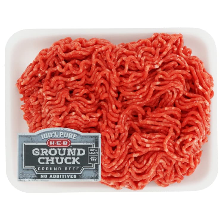 H-E-B 100% Pure Ground Beef Chuck, 80% Lean - Value